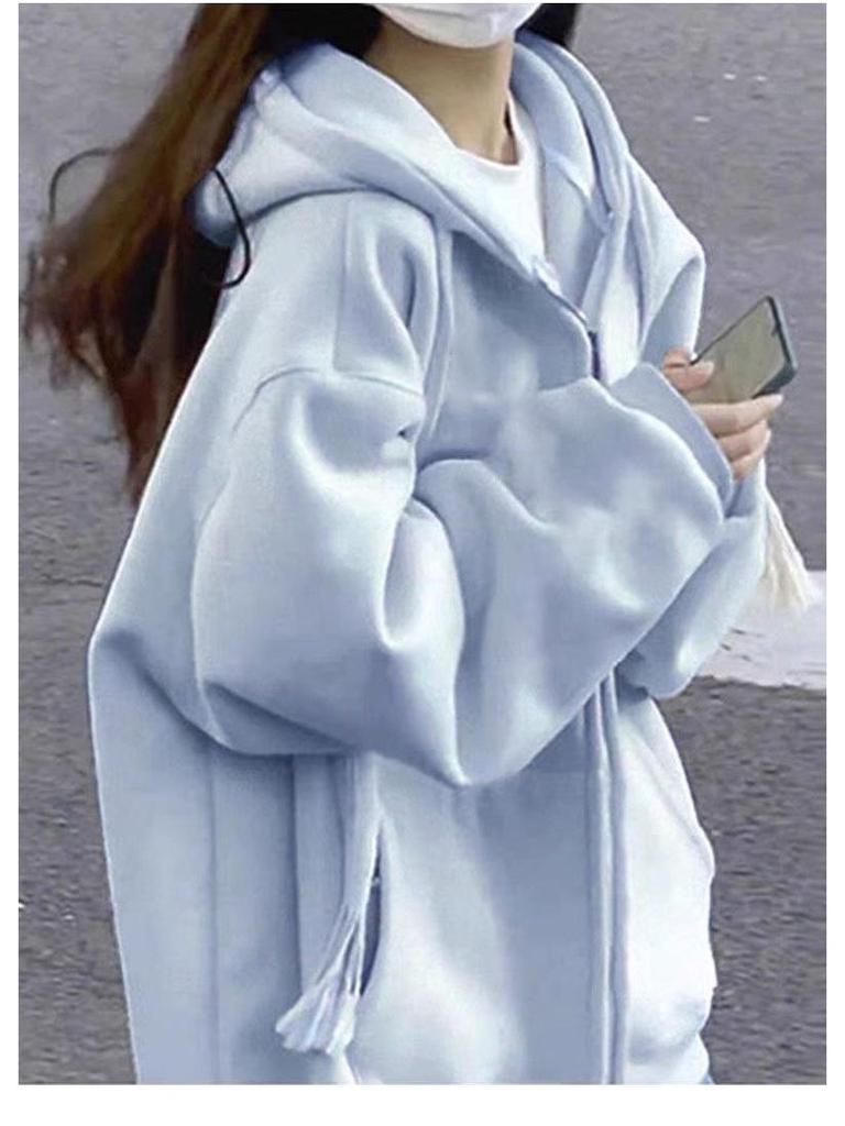 Женская толстовка с капюшоном оверсайз - Новый кардиган свободного кроя весна/осень 2024