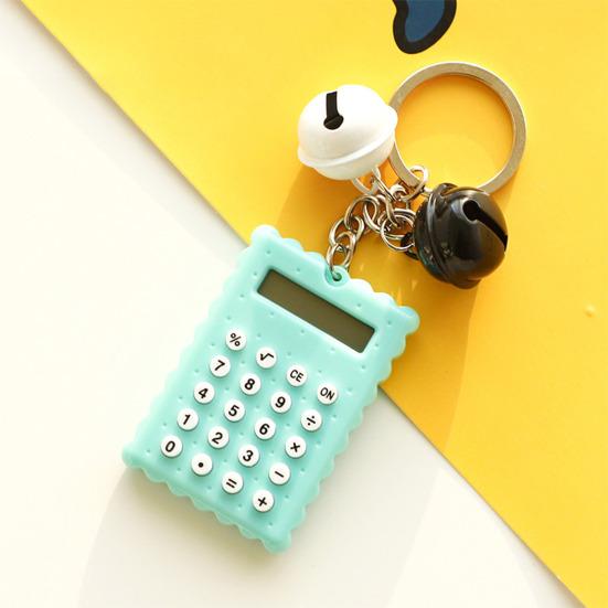 Мини-портативный калькулятор, колокольчик, декор, брелок, мультяшная форма Buscuit, 8 цифр, разборчивый ЖК-дисплей, прочные клавиши, механический переключатель с батарейным питанием