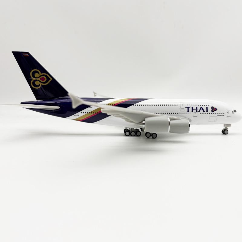 Самолет Airbus A380 Thai Airways 30 см 1:240 Масштабная Модель Самолета из Смолы с Подставкой и Колесами Миниатюрные Сувениры Самолет Домашнее Украшение