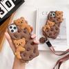 3D Cute Cookies Bear Cartoon Soft Silicone Phone Case for iPhone 11 Pro Max iPhone 12 XR XS Max 7 8 Plus SE 2020 Women's Fashion Back Cover