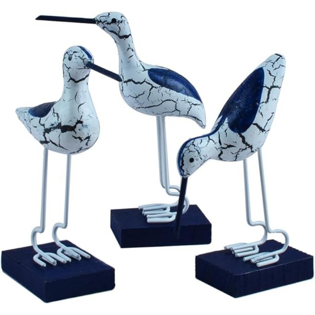 Coastal Ocean Seagull Wooden Figurine Nautical Decorations Ornaments,3PCS