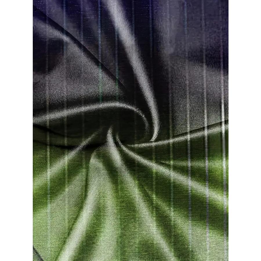 Gradient Color Stripe Long Sleeve Novelty Crew Neck T-Shirt Soft Slight Stretch Polyester Contrast Collar All Over Print Design