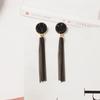 Серьги с черной бахромой и кристаллами, длинные геометрические серьги с кисточками для женщин, модные ювелирные изделия AVE