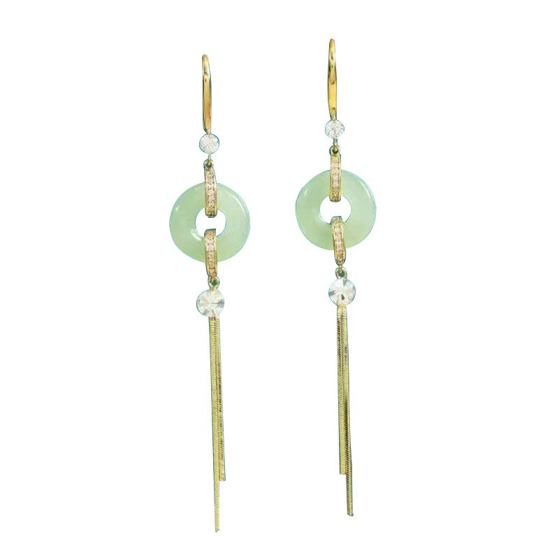 Серьги-кисточки с пряжкой из циркония Ping An, женские серьги премиум-класса в стиле ретро, серьги с пряжкой, длинные серьги в стиле темперамент