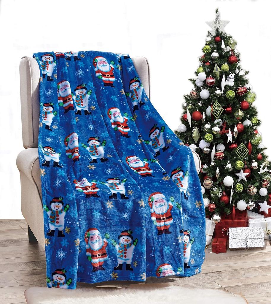 Santa Claus Blanket Christmas Theme Throw Blanket for Girls Boys Gift Super Soft Cozy Flannel Fuzzy Blanket for Couch Sofa Bed