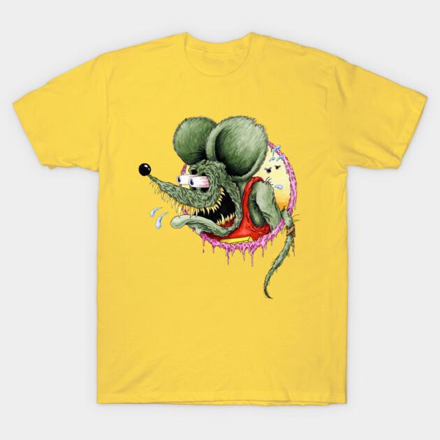 Asian Size Cotton Unisex Tshirt Print T-shirt Classic Rat Fink T-shirt No-Cut Print Regular Fit
