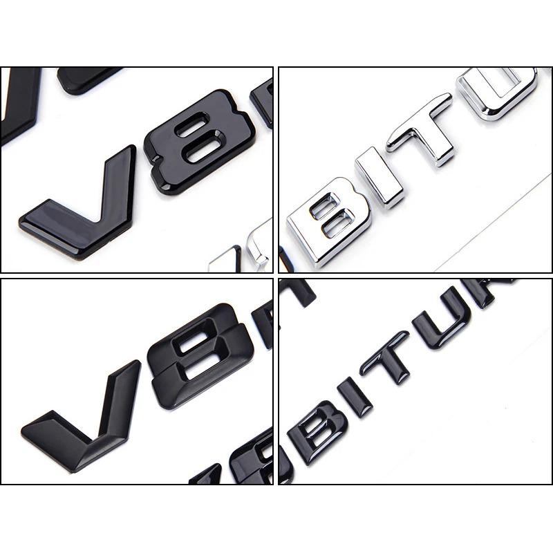 3D ABS Chrome Black Logo V8 BITURBO Emblem Car Fender Badge For C63 G63 E63 S63 Accessories