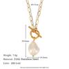 MamacitaSlay Elegant Baroque Freshwater Pearl Pendant Necklace OT Buckle 18K Gold Plated Waterproof Stainless Steel Necklace