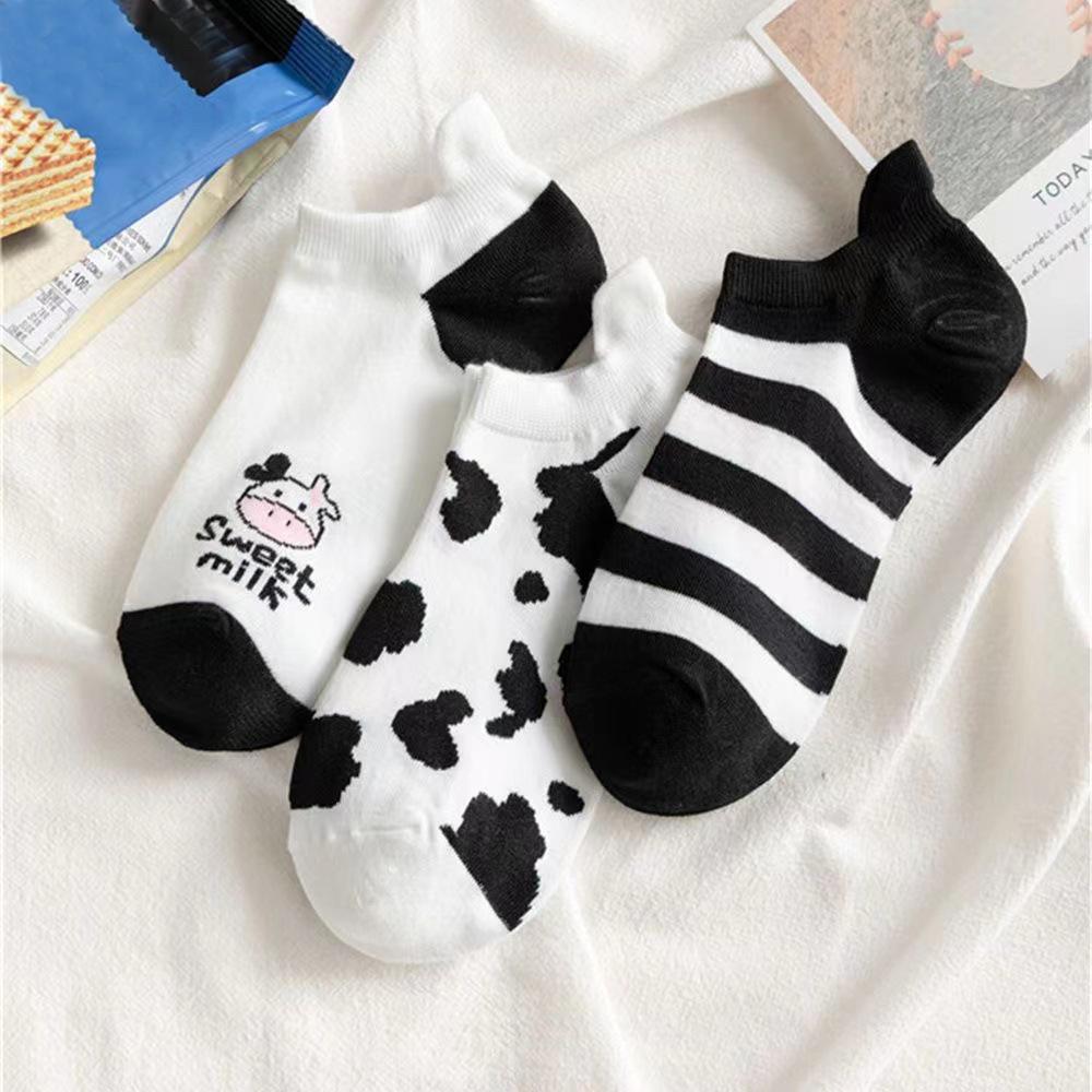 5 пар женских носков с милым коровьим узором, короткие носки, креативные носки с принтом, носки до щиколотки