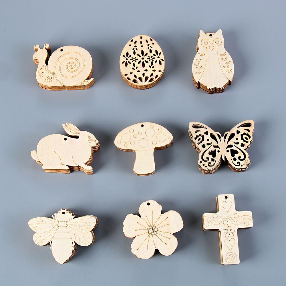 Подвески своими руками Деревянный кролик Пасхальные деревянные щепки Подвесные украшения Пасхальные украшения Пасхальные яйца