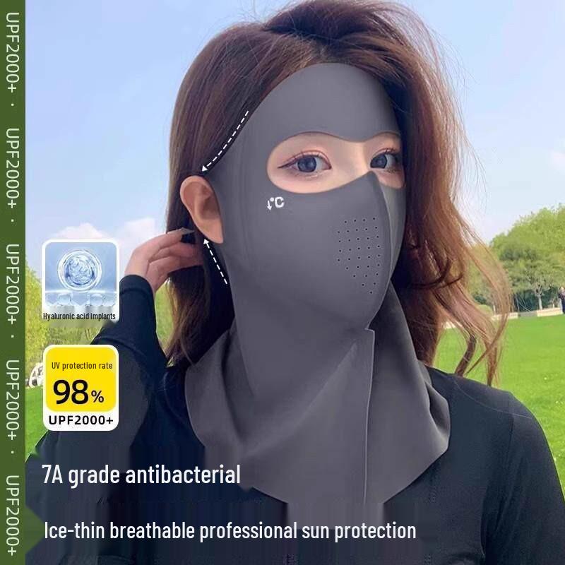 Seamless UPF50+ Face Mask: Full Sun & Wind Protection, Summer Warmth, Portable Head-Mounted Design