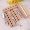LED Night Light Base Rectangle Display Pedestal Faux Crystal Wooden Lighted Base Stand USB Charging Night Lamp Home Decor