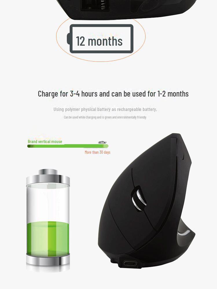 Эргономичная вертикальная беспроводная оптическая мышь - 2.4G