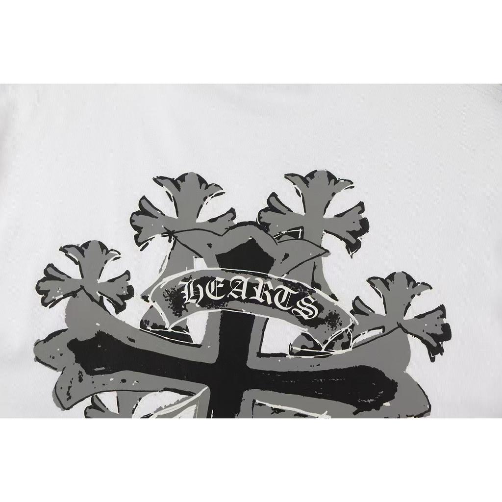 W364 CHROME HEARTS 2025 Summer New High Quality Cotton Round Neck Loose Large Size Men's and Women's T-shirt Couple T-shirt