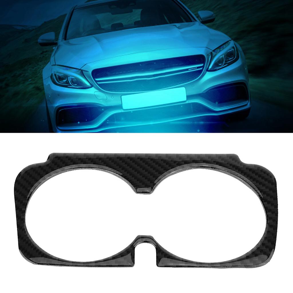 Carbon Fiber Car Cup Holder Trim Sticker for Mercedes Benz C Class W205 C180 GLC Classic Style