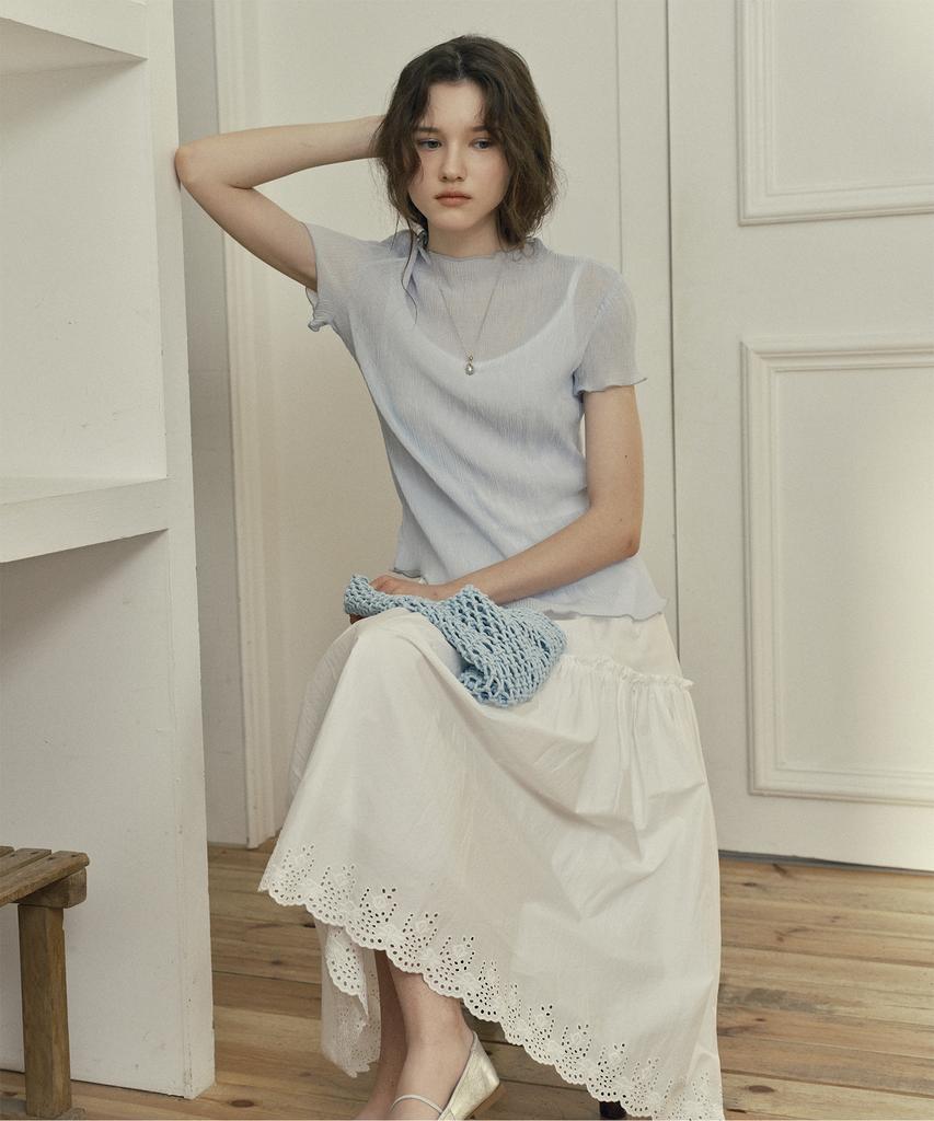JUCYJUDY Mock Neck Sheer Blouse J1Bl321D
