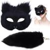 Therian Mask and Tail Cat Mask Therian Women Fox Wolf Furry Mask Cat Costume Set