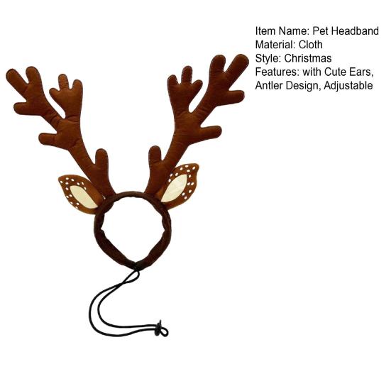 Рога оленя для питомца, регулируемая повязка на голову, повязка для волос в виде оленя сика, рождественская повязка на голову с оленьими рогами и пятнистыми ушами для собак, праздничные аксессуары для нарядной фотосессии