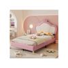 Lit simple - MUVOE - 90x200 cm - Rembourré - Métal - Rose + Blanc