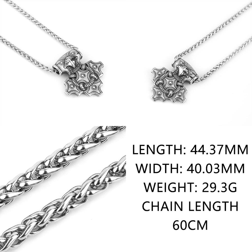 Мужское властное ожерелье из нержавеющей стали с подвеской в ​​виде молота Ворона и Тора в стиле ретро, ​​модное ювелирное ожерелье викингов, оптовая продажа