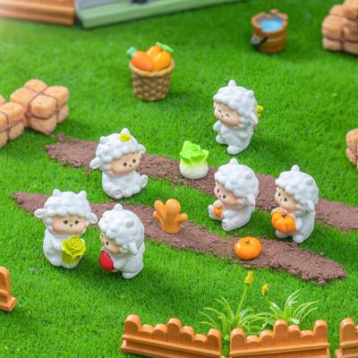 Миниатюрная фигурка овцы из смолы, миниатюрное животное, осеннее украшение для сбора урожая, статуэтка овцы для феи, сад, сделай сам, ремесло, микроландшафт