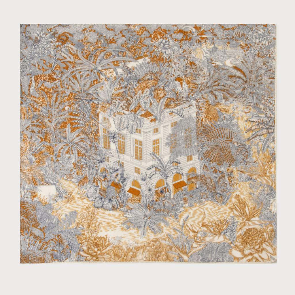 Silk Wool Double-sided Roman Car Mulberry Silk Large Square Scarf Autumn and Winter Warm Elegant Women's Square Scarf