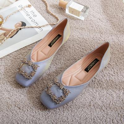 Новые осенние темпераментные туфли на плоской подошве со стразами и квадратной пряжкой, женская обувь из мягкой кожи с мягкой подошвой для беременных, женская обувь большого размера