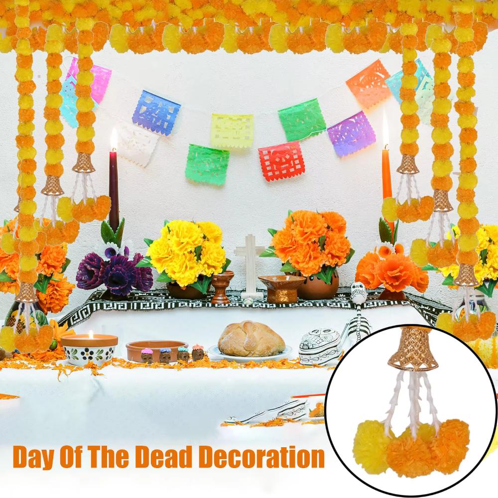 1.5m Marigold Garland Long Strands Artificial Fake Plant for Halloween Day of The Dead