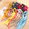 Sweet Fashion Scrunchies Satin Cloth Bow Elastic Hair Bands For Women Hair Ties Rubber Bands Ponytail Scarf Accessories Headwear