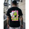 Мужская оверсайз футболка с графическим принтом и изображением инопланетянина - Повседневная футболка, Обычная посадка, Можно стирать в машине, Круглый вырез, Повседневная одежда, Дышащая, Уличный стиль