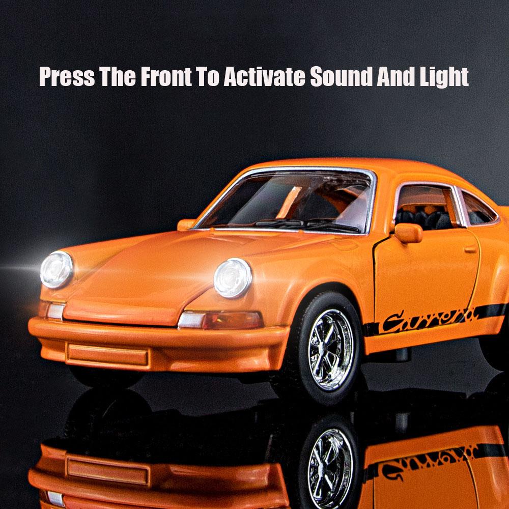 1/36 Porsche Classics Old Car Alloy Simulation Car Model With Sound And Lights Metal Diecasts & Toy Vehicles Decoration Children Boy Toys