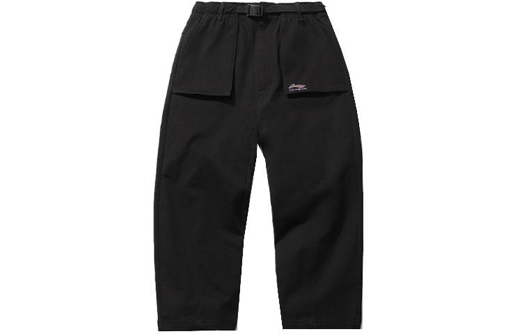 Li Ning Sports Basketball Collection Casual Pants Men's Black Moderate Straight Fit Pants AKXR057-2