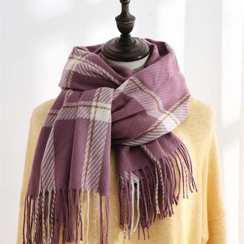Scarf Woman Winter Sweet Warm Scarf Shawl 2025 Imitation Cashmere Scarf Plaid Scarf Shawl