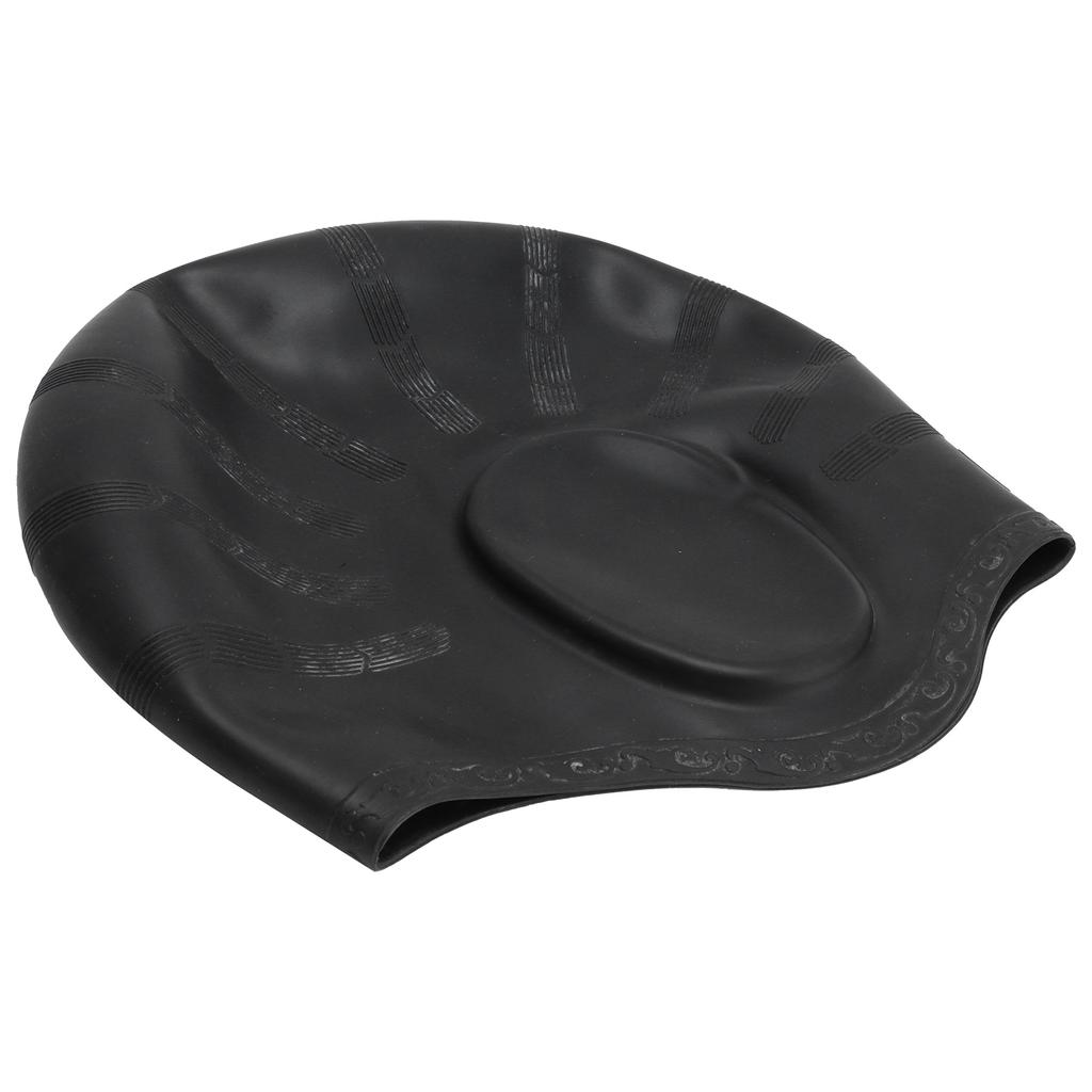Silicone Swimming Cap Ear Protection Three Dimensional Ergonomic Waterproof Bath Swimming HatBlack
