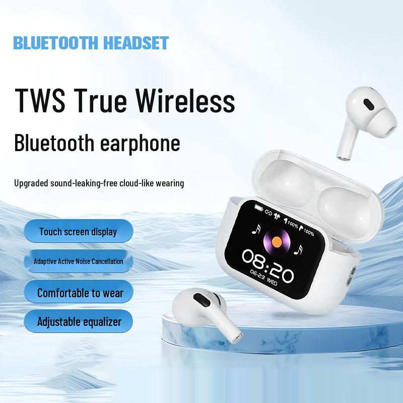 Многоязычные AI Bluetooth-наушники с полноцветным экраном и шумоподавлением для перевода в реальном времени в ухо.