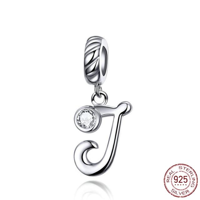 Браслет-подвеска из серебра 925 пробы с буквами AZ и буквами, бусины с именем для женщин, DIY кулон, изготовление ювелирных изделий