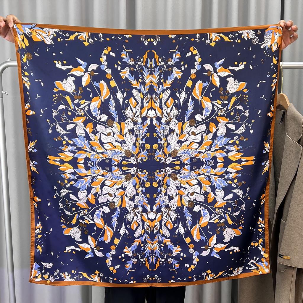 Шелковый твиловый шарф Silk Road в черно-белом французском стиле для весны/лета