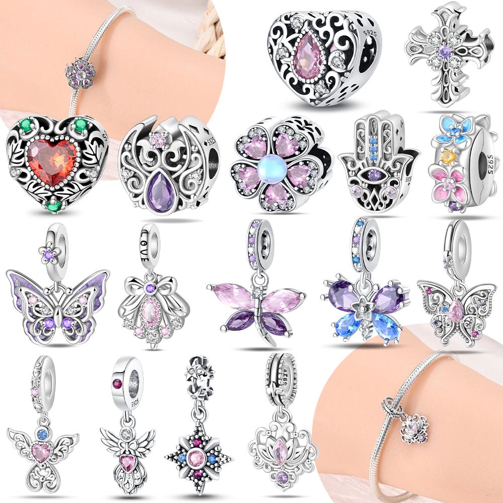 Copper Heart Shaped Guardian Color Romantic Retro Butterfly Charms Beads Fit 3Mm Original Bracelets Diy Jewelry Gift