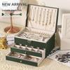 Luxurious Large-Capacity Jewelry Storage Box for Necklaces, Earrings, Bracelets, and Rings In Exquisite Gold Design.
