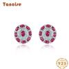 Tancise Jewelry RUBY EARRINGS Oval 4 * 6 Star 925 High Carbon Diamond Earrings