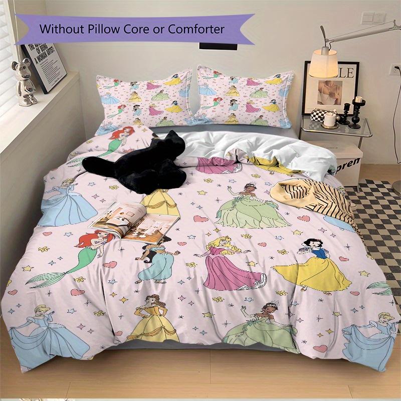3pcs Disney Princesses Pattern Printed Quilt Set - Soft and Comfortable Quilt Cover for Bedroom, Guest Room and Dormitory Decorative Bedding Set