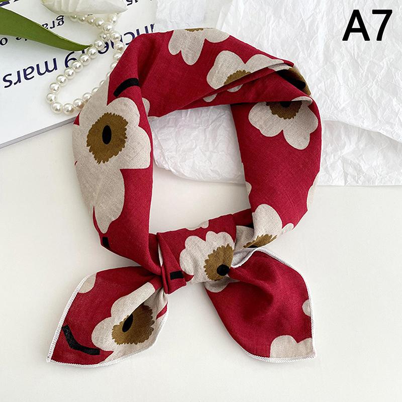 56Cm Ladies Headband Cotton Linen Square Scarf Korean College Girls Elegant Neck Scarves Sun Protection Headscarf