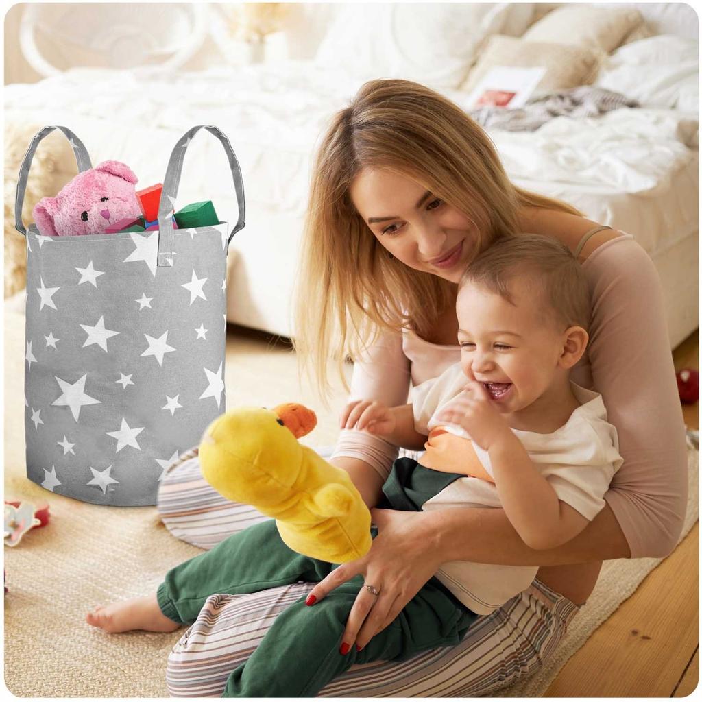 Nukido Toy Basket - Gray With Stars