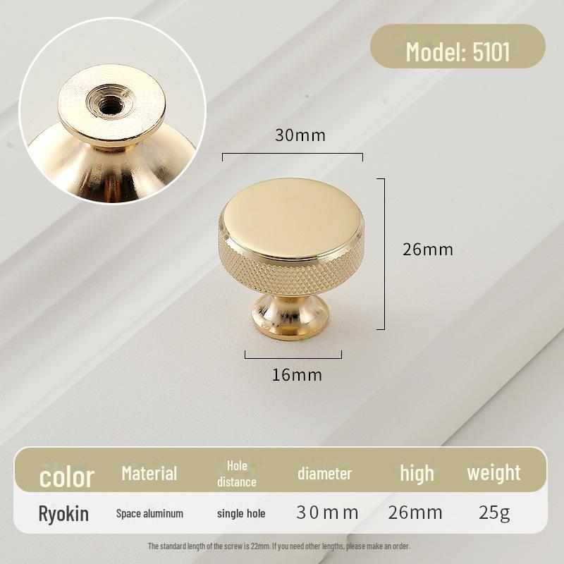 Золотая круглая ручка для ящика класса люкс с одним отверстием для современных простых шкафов