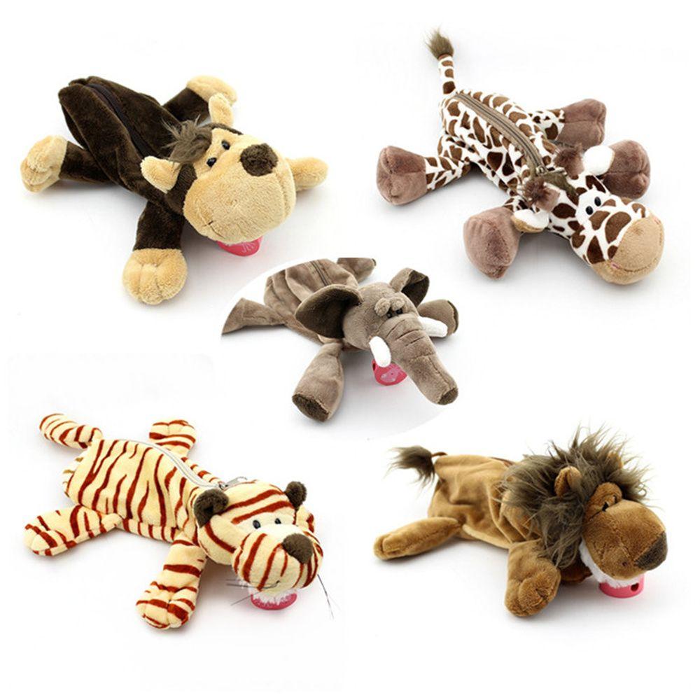 Gift Elephant Creative Pen Pouch Lion Pencil Case Cosmetic Bag Plush Pencil Bags Stationery Bag