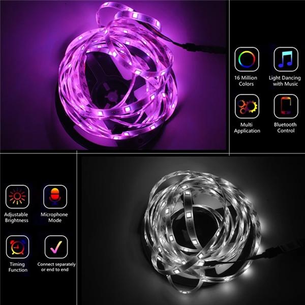 15M 10M 5M Светодиодная лента RGB USB Гибкая лампа Лента Диод 28350 5050RGB Кабель Bluetooth Управление DC 5 В Настольный экран ТВ Фоновое освещение