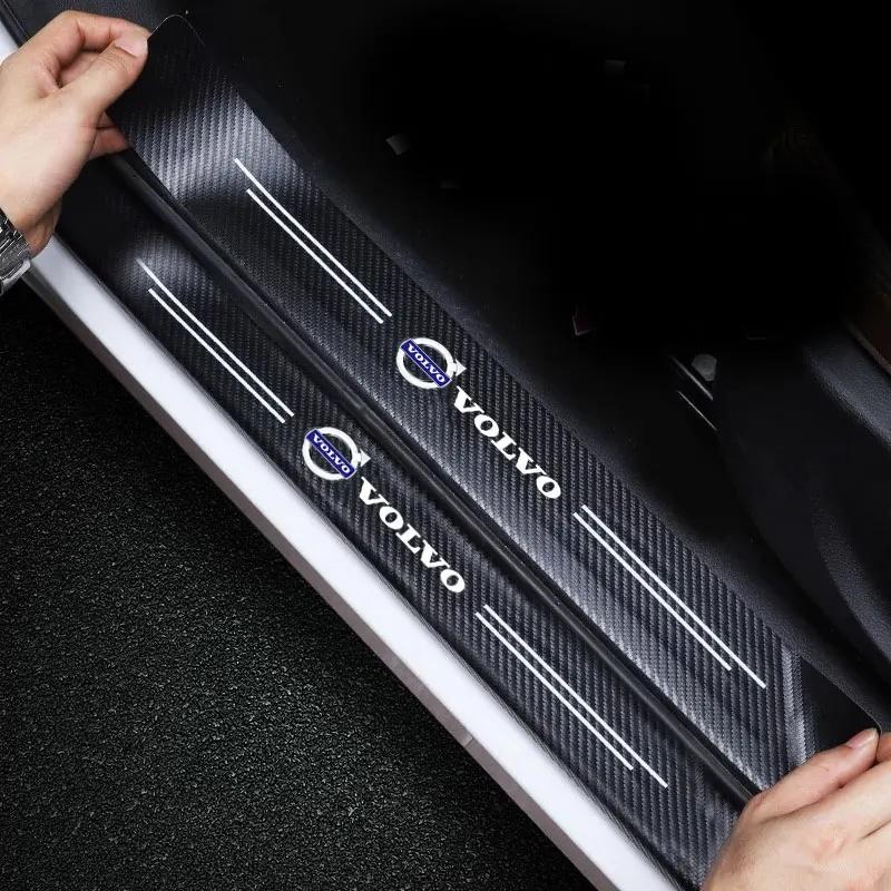 5Pcs Full Protection Door Sill Protector for Volvo XC40 XC60 XC90 S60 S90 V50 V70 V90 V60 V40 S80 EX30 EX90 C40 T5 Carbon Fiber
