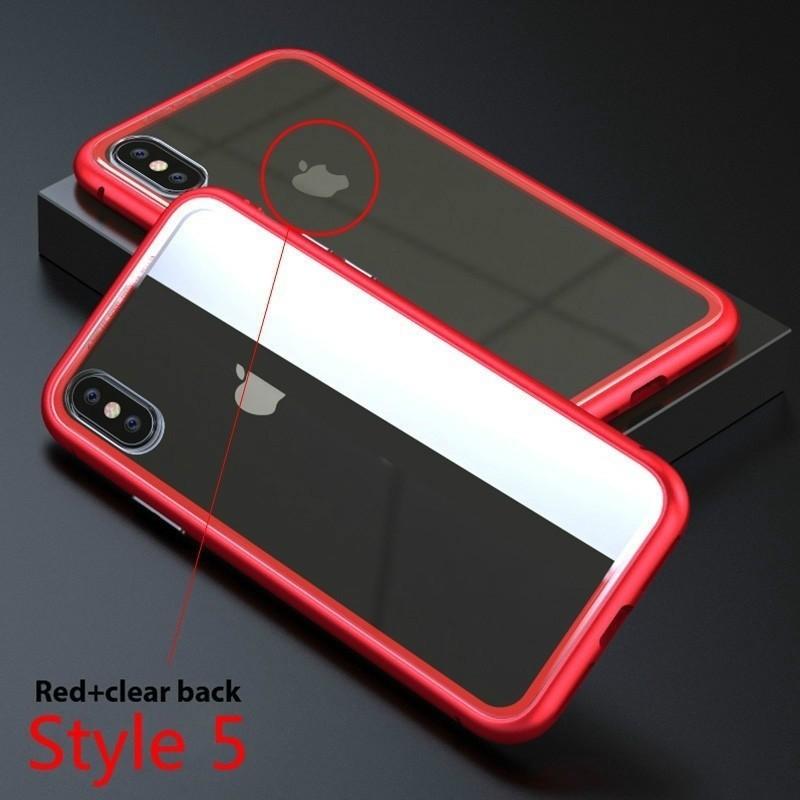 Магнитный флип-кейс для iPhone X 8 7 Plus Прозрачная защитная пленка из закаленного стекла Чехлы для телефона