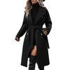Women's Mid Length Wool Coat Double Breasted Trench Coat Long Sleeve Notched Lapel Overcoat with Belt Fall Winter Outerwear