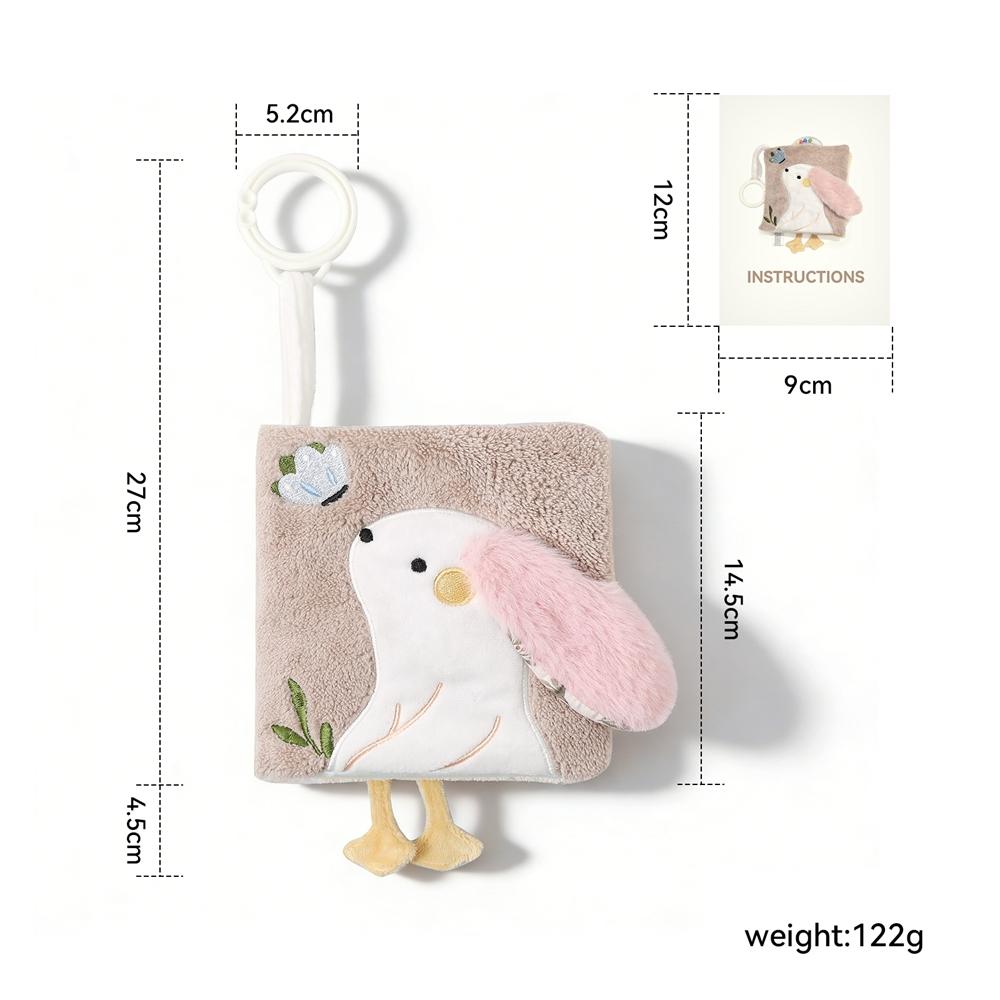 Baby Cloth Book With Bear  Goose Sensory Crinkle Activity Book With Mirror Teether And Hanging Ring Early Educational Toys